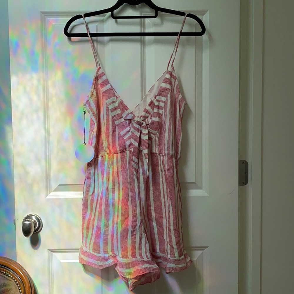 Tularosa Red & White Striped Romper